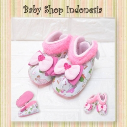 S914 Sepatu Boots Pink Bow  large